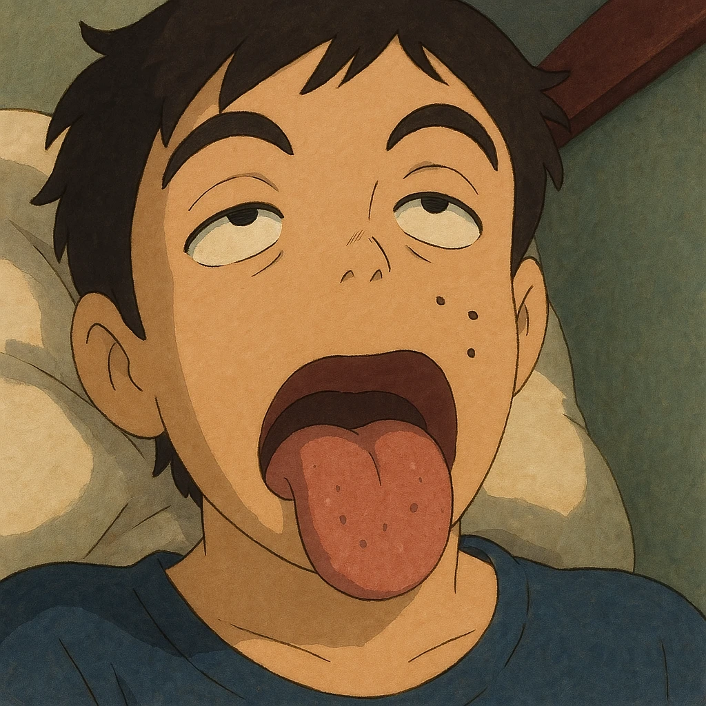 Ilustración de un chico sacando la lengua